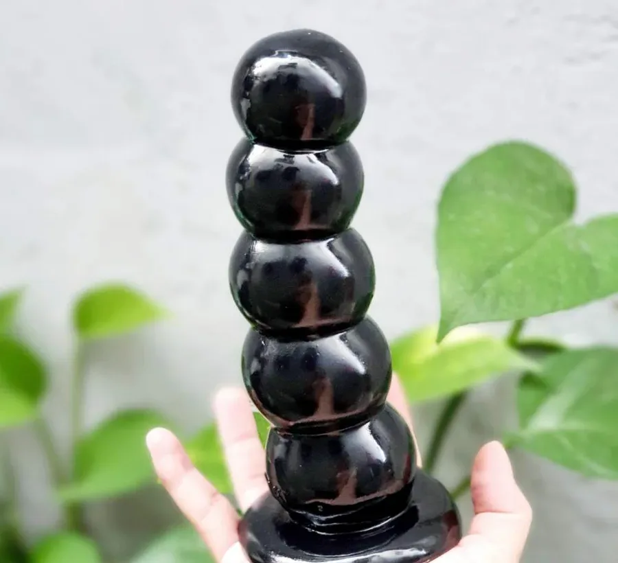 FAAK 다단 구슬 애널 플러그 (실리콘·19.9cm·흡착 받침)