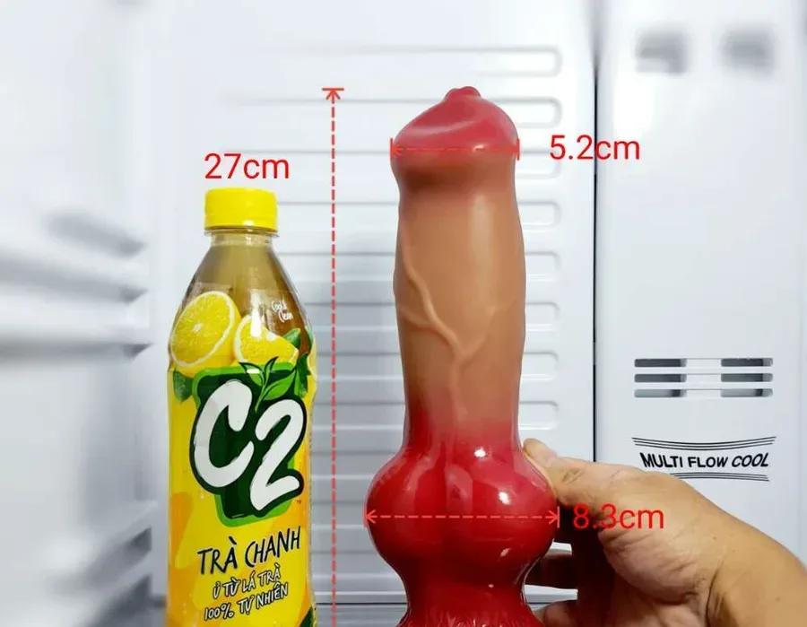 개 모양 실리콘 딜도 (돌출 혈관·레드)