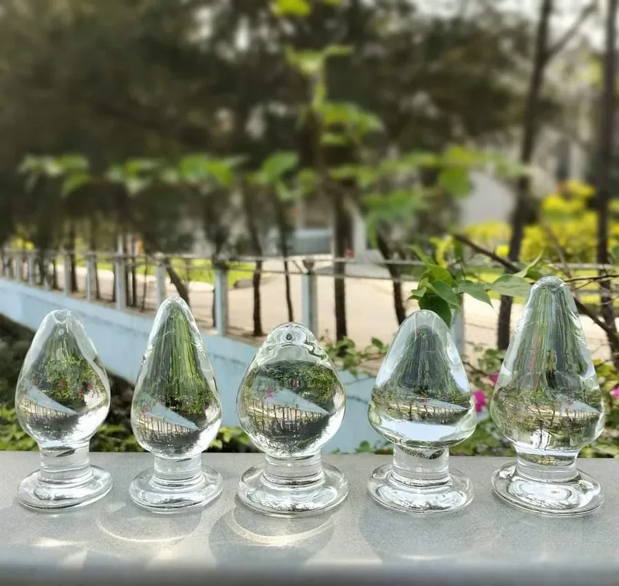 대형 유리 애널 플러그 (투명·매끈 표면)