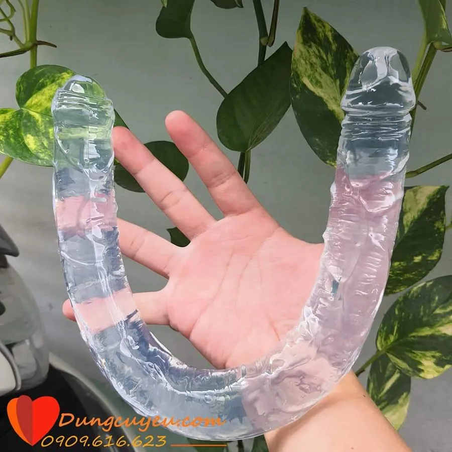 투명 양두 딜도 (U자 곡선·긴 몸통)