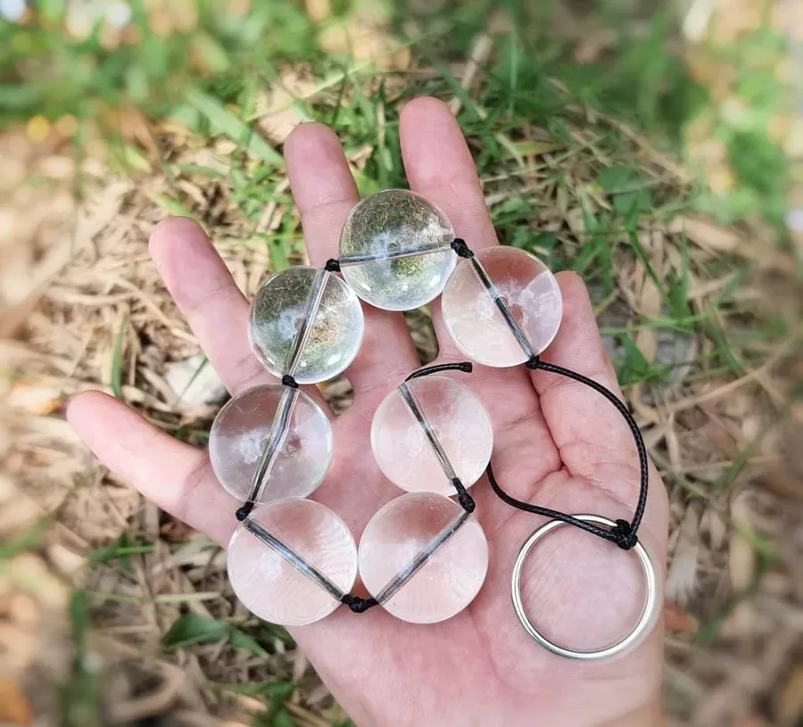유리 구슬 애널 체인 (1.8~2.8cm·당김 링)