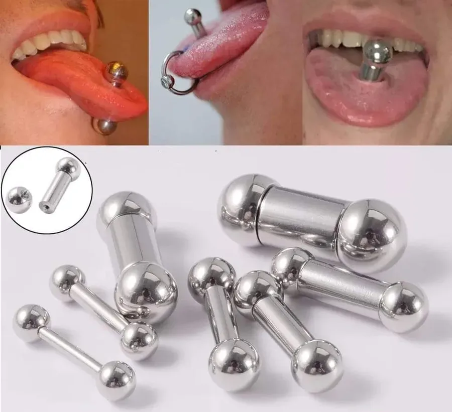 일자 바벨 피어싱 (성기·유두·혀, 길이 6~19mm)