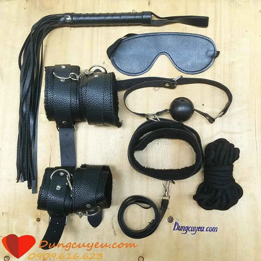 BDSM 7종 세트 (안대·볼개그·손목·발목 구속·털 안감)