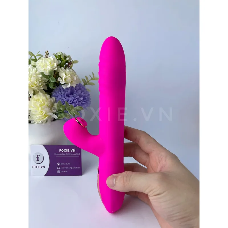 펄 3in1 고급 딜도 (피스톤·회전·혀 흡입)